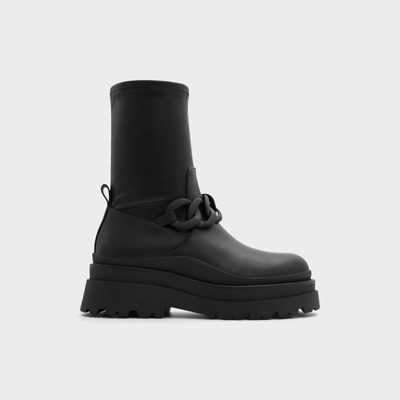 aldo Shoes - ALDO Grandiose Boots – Sleek Black Platform with Chain Detail